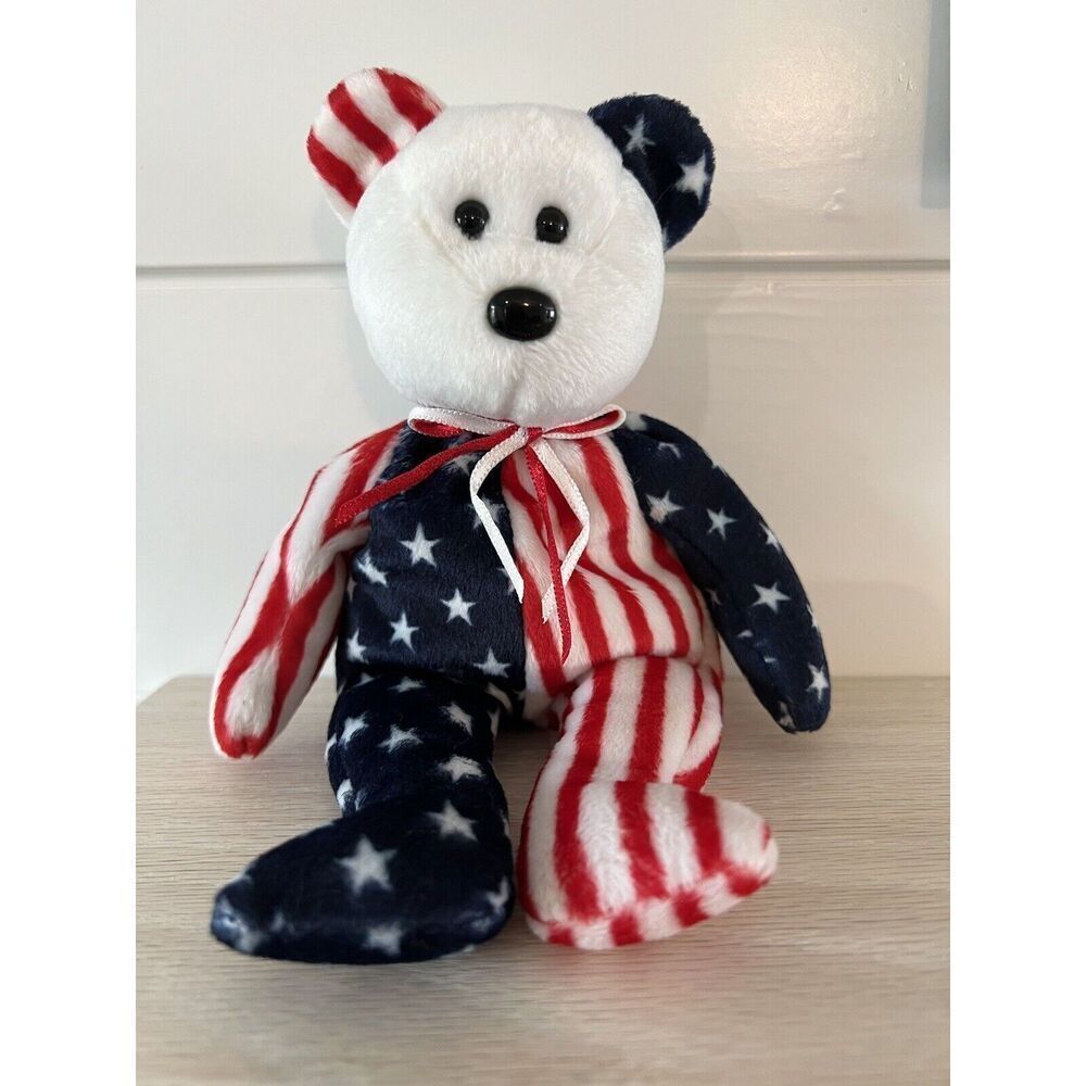 Ty Beanie Babies SPANGLE Patriotic 1999 bear Pellets